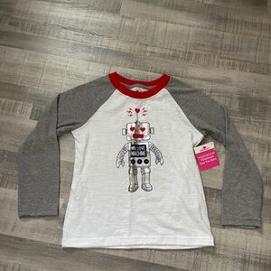 Gray and White Robot Print Kids Shirt